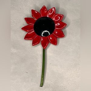 Original by Robert black/red/ gold color flower brooch